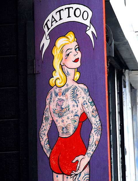 Tattoo shop on Sunset Boulevard in Hollywood - Winking Gal