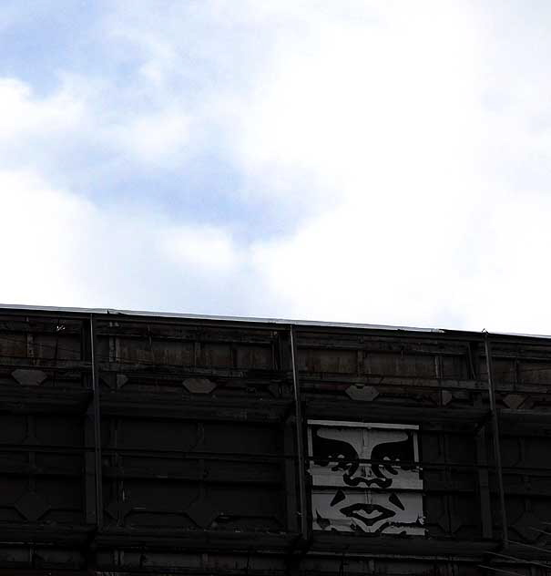 Shepard Fairey "Obey" face on the back of a billboard on Sunset Boulevard in Hollywood