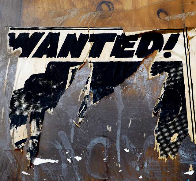 "Wanted" poster, Sunset Boulevard, Hollywood