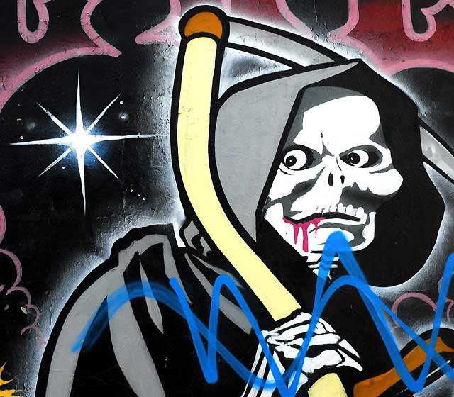 Grim Reaper, graffiti wall in alley behind Melrose Avenue