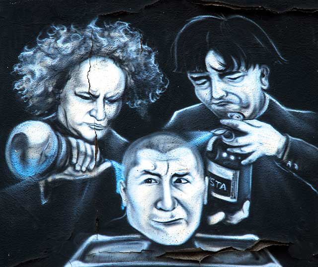 Three Stooges - faade detail at Hollywood Souvenirs, Hollywood Boulevard at Highland