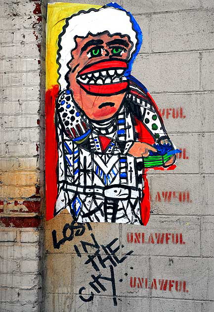 "Lost in the City" - graphic in alley, Beverly Boulevard at Martel, West Los Angeles