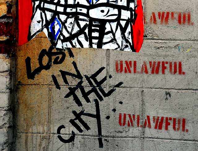 "Lost in the City" - graphic in alley, Beverly Boulevard at Martel, West Los Angeles