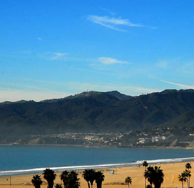 The beach at Santa Monica as seen from Pacific Palisades Park, Ocean Avenue and Wilshire, on Monday, January 11, 2010    