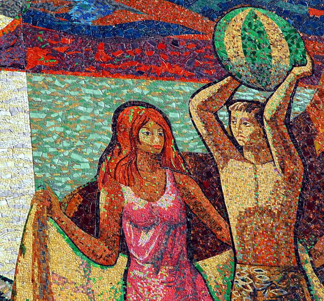 Millard Sheets mosaic mural at the former Home Savings of America building at 2600 Wilshire Boulevard in Santa Monica Millard Sheets mosaic mural at the former Home Savings of America building at 2600 Wilshire Boulevard in Santa Monica