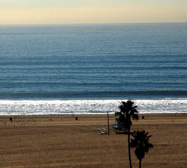 The beach at Santa Monica as seen from Pacific Palisades Park, Ocean Avenue and Wilshire, on Monday, January 11, 2010