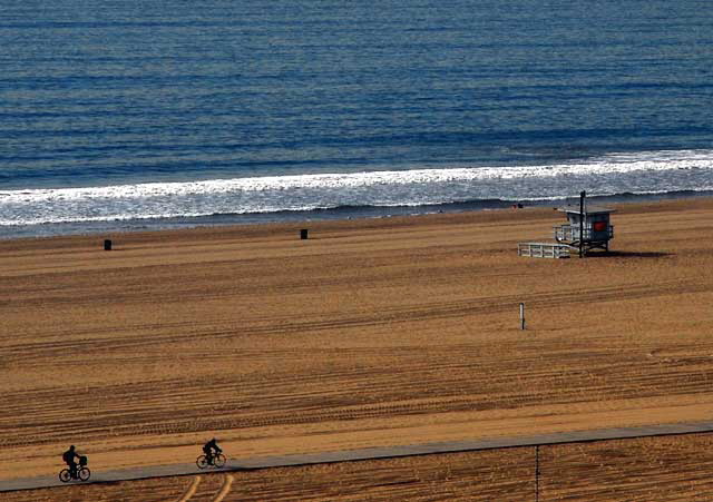 The beach at Santa Monica as seen from Pacific Palisades Park, Ocean Avenue and Wilshire, on Monday, January 11, 2010