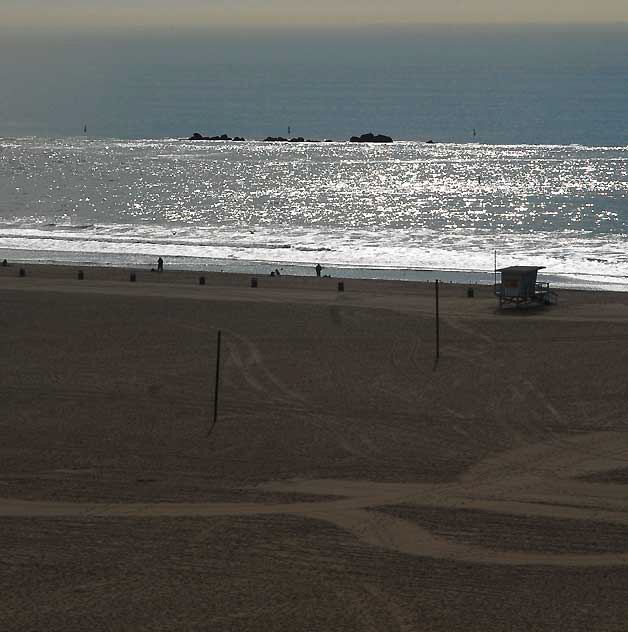 The beach at Santa Monica as seen from Pacific Palisades Park, Ocean Avenue and Wilshire, on Monday, January 11, 2010