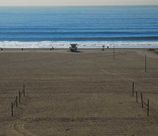 The beach at Santa Monica as seen from Pacific Palisades Park, Ocean Avenue and Wilshire, on Monday, January 11, 2010