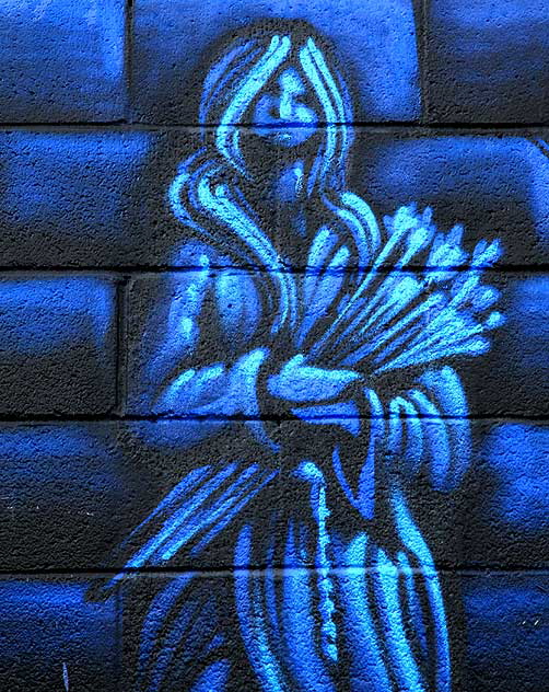 Blue Woman, graffiti wall behind Melrose Avenue