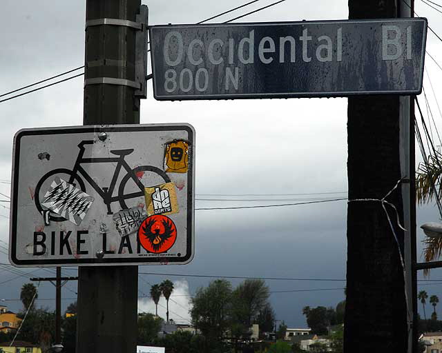 Bike Lane, Sunset Boulevard at Occidental, Silverlake