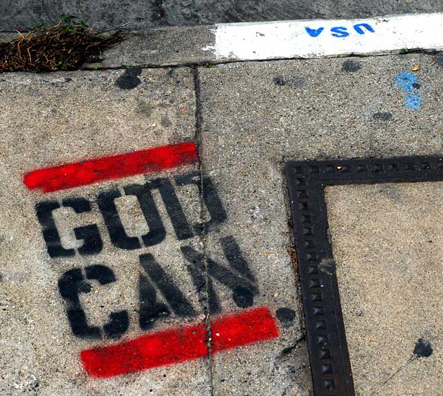 "God Can" - sidewalk stencil, La Brea and First, south of Hollywood