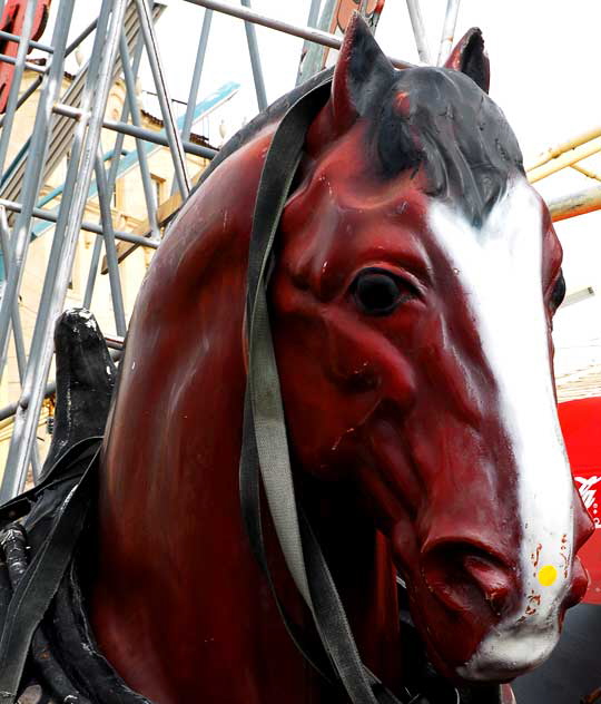 At Nick Metropolis, props and antiques, La Brea and First, south of Hollywood, large fiberglass Clydesdale