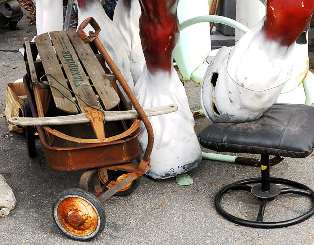 At Nick Metropolis, props and antiques, La Brea and First, south of Hollywood, large fiberglass Clydesdale