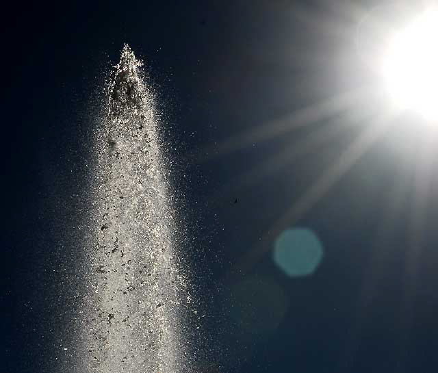 Sun at the William Mulholland Memorial Fountain at the intersection of Riverside Drive and Los Feliz Boulevard, at the edge of Griffith Park - Wednesday, January 27, 2010 