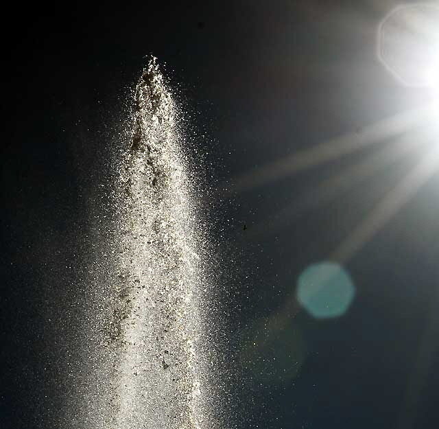 Sun at the William Mulholland Memorial Fountain at the intersection of Riverside Drive and Los Feliz Boulevard, at the edge of Griffith Park - Wednesday, January 27, 2010 