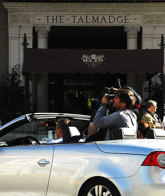 Filming a Hertz commercial on Wilshire Boulevard, Thursday, January 28, 2010