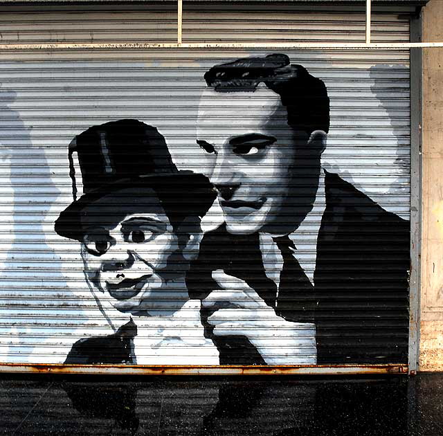 Edgar Bergen and Charlie McCarthy - rollup door at the Warner Pacific Theater on Hollywood Boulevard