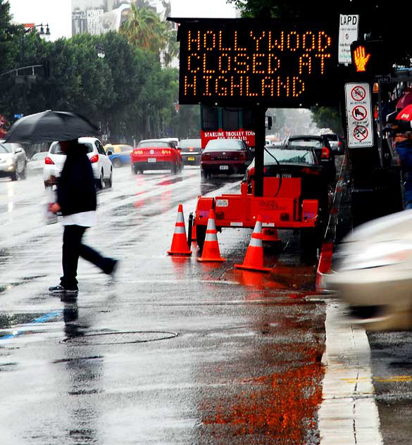 Hollywood Boulevard and Cahuenga in the rain, Friday, February 5, 2010