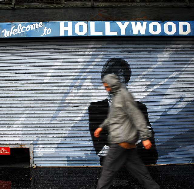 Welcome to Hollywood - rollup door at the Warner Pacific Theater on Hollywood Boulevard  