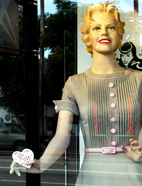 Valentine's display in the window of the Bettie Page Store, Hollywood Boulevard at Cherokee 