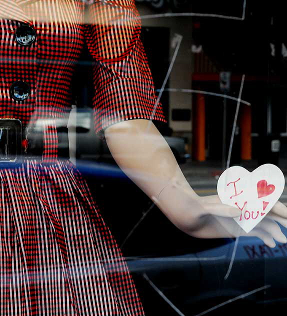 Valentine's display in the window of the Bettie Page Store, Hollywood Boulevard at Cherokee 