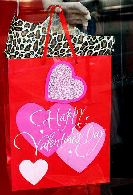 Happy Valentine's Day - window of the Bettie Page Store, Hollywood Boulevard at Cherokee