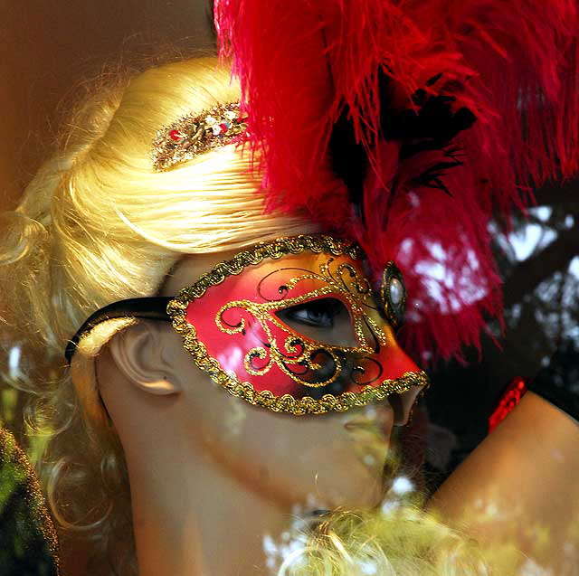 Masked mannequin in store window, Hollywood Boulevard