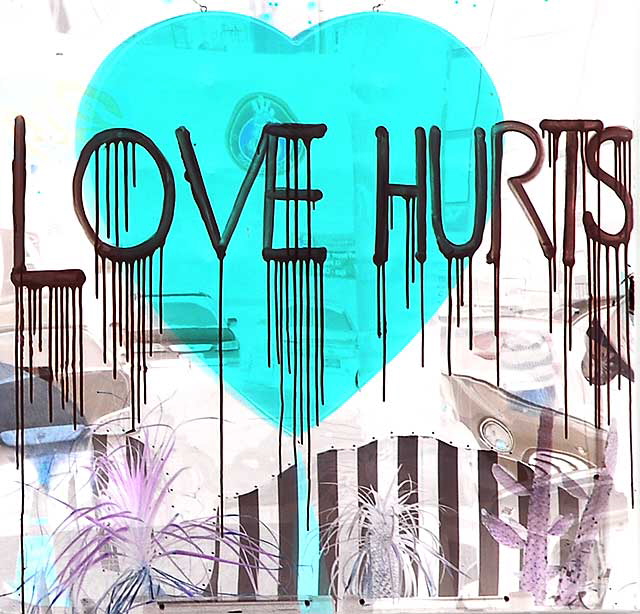 Love Hurts - shop window on the southwest corner of Cahuenga and Selma, Hollywood