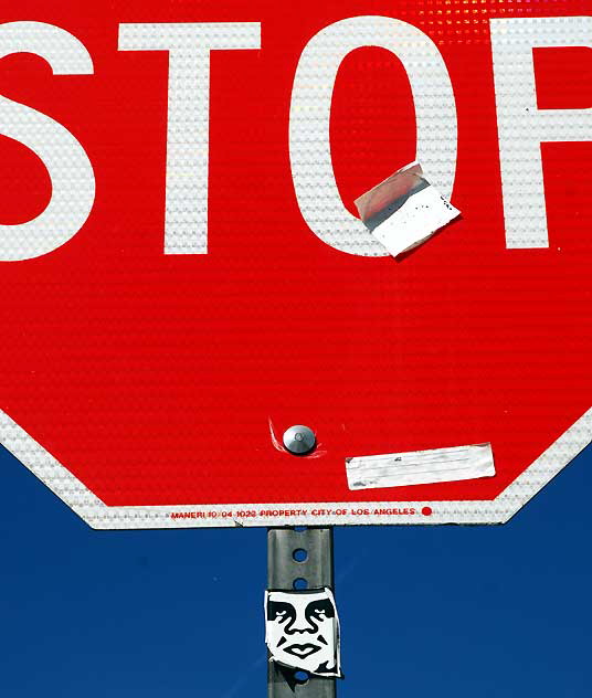 Face on Stop Sign, Sunset Boulevard at Vista, Hollywood