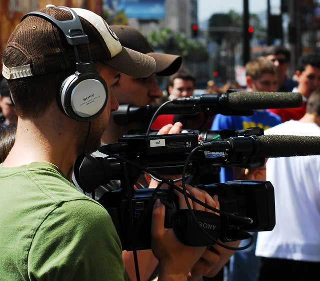 Shooting an infomercial in front of the Kodak Theater on Hollywood Boulevard, Friday, March 19, 2010