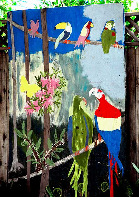 Backyard bird painting, Hudson Avenue, Hollywood