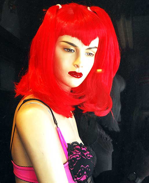 Redhead mannequin, window of Cinderella, Hollywood Boulevard