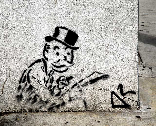 "Rich Man" stencil, Melrose Avenue at Edinburgh, west of Fairfax