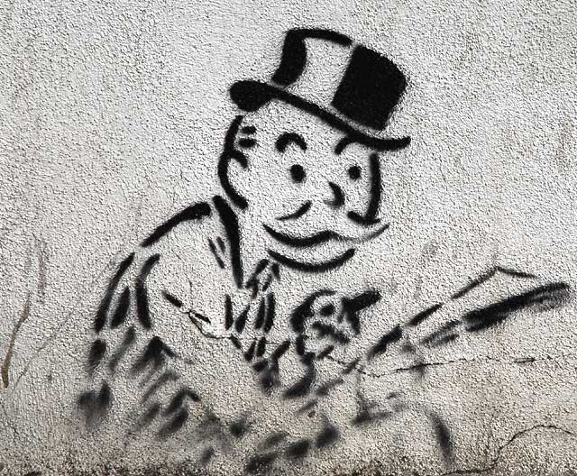 "Rich Man" stencil, Melrose Avenue at Edinburgh, west of Fairfax