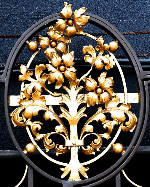 Gilded Iron Flowers, gate on Romaine Street, West Hollywood