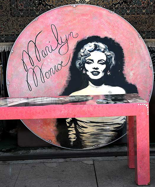 Marilyn Monroe table set for sale at Nick Metropolis on LA Brea at First, Los Angeles