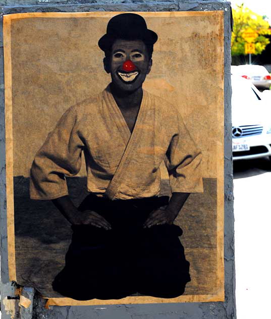 Ninja Clown with Red Nose - poster on utility box, Melrose Avenue