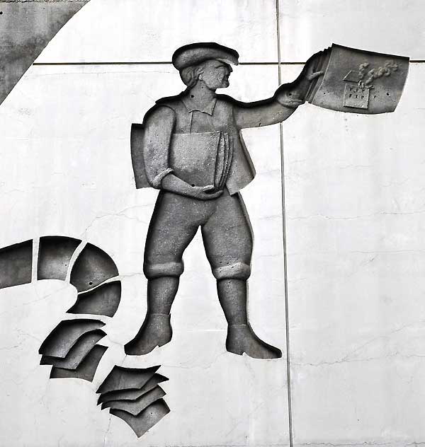 "The Evolution of Printing" - Tony Sheets, 1988 - on the wall of the Los Angeles Times parking structure on Spring Street