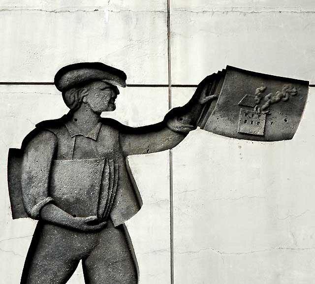 "The Evolution of Printing" - Tony Sheets, 1988 - on the wall of the Los Angeles Times parking structure on Spring Street