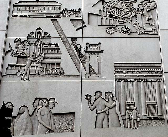 "The Evolution of Los Angeles" - Tony Sheets, 1988 - on the wall of the Broadway-Spring Center at 333 South Spring Street, Los Angeles