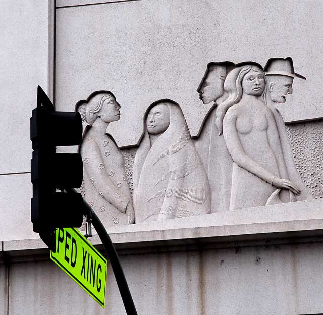 "The Evolution of Los Angeles" - Tony Sheets, 1988 - on the wall of the Broadway-Spring Center at 333 South Spring Street, Los Angeles