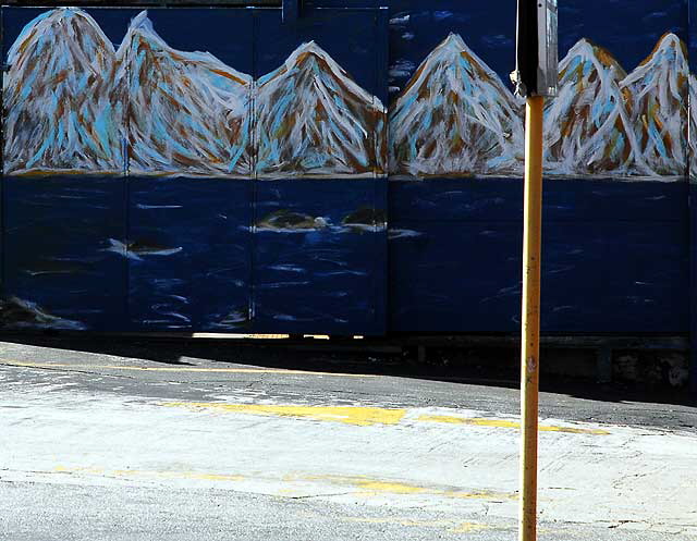 Alaskan mountains painted on trash container, 4600 block of Santa Monica Boulevard in Silverlake