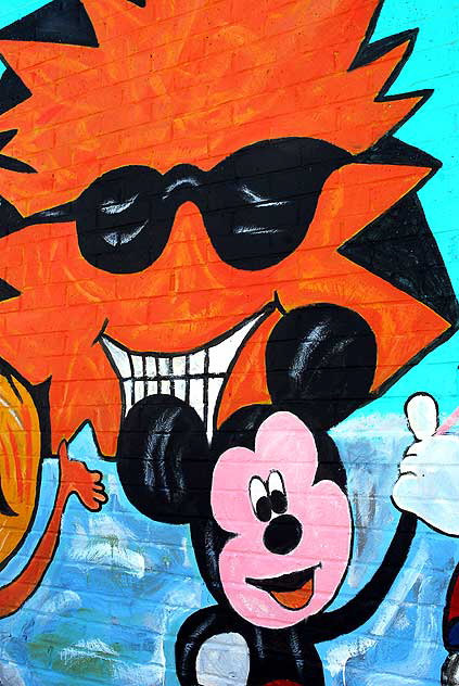 Mickey Mouse and Sun, mural, 4600 block of Santa Monica Boulevard in Silverlake