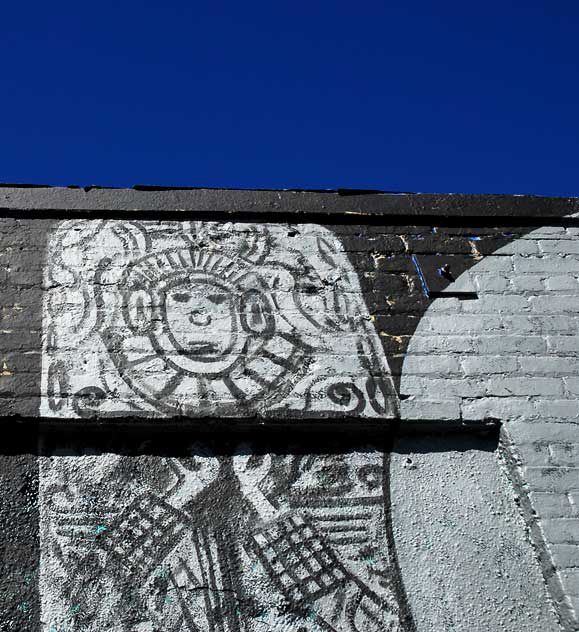 Aztec Sun Gods mural - Susy's Meat Market (Carniceria Latina), 4605 Santa Monica Boulevard at Madison, Silverlake - photographed Tuesday, March 9, 2010