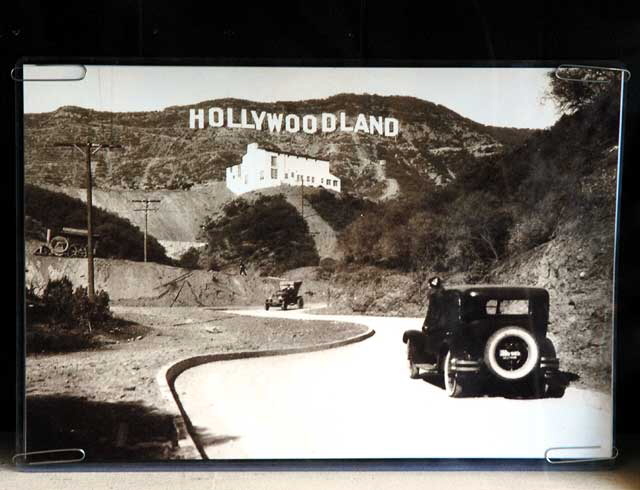 Hollywoodland photo in window of Larry Edmunds Books and Memorabilia, Hollywood Bo