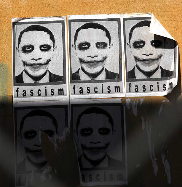 Obama "Fascist" joker posters, Sunset Boulevard and Gordon, Hollywood