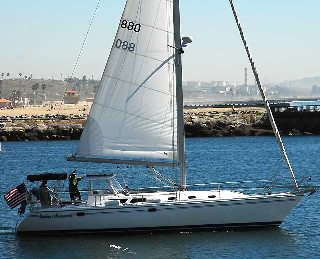 At the south end of the Marina Peninsula - Pacific and Via Marina - Sailboat