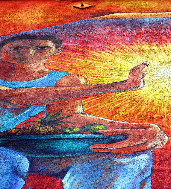 Detail of the mural at the Clinica Santa Maria - 1571 Sunset Boulevard in Echo Park, Los Angeles