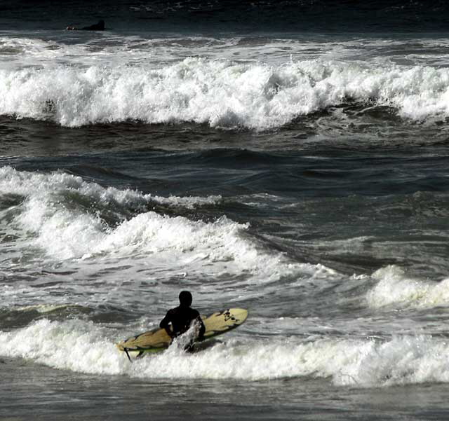 Surfing in Manhattan Beach, Tuesday, March 23, 2010